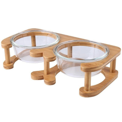 Nekomi Elegant Glass Cat Bowl Set