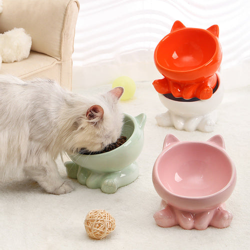 Nekomi Tilted Ceramic Cat Bowl