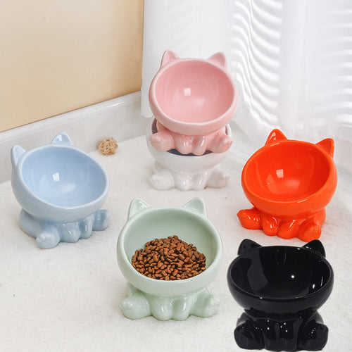Nekomi Tilted Ceramic Cat Bowl